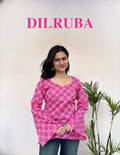 DILRUBA-Bandhani Print Sweetheart Neck Short Kurti - Roopinee Clothing