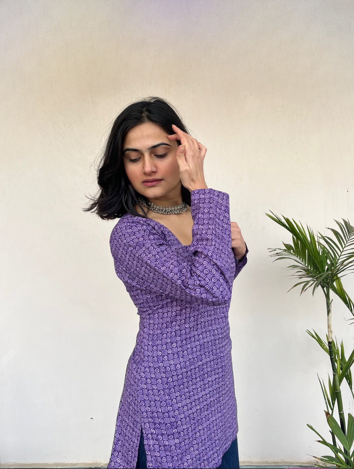 GATI – Dabu Print Square Neck Corset Short Kurti - Roopinee Clothing