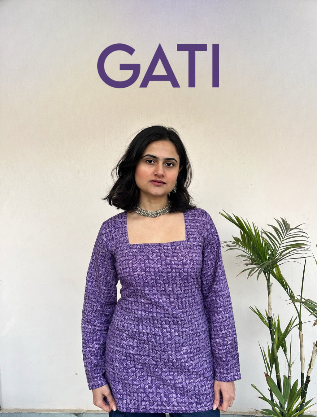GATI – Dabu Print Square Neck Corset Short Kurti - Roopinee Clothing