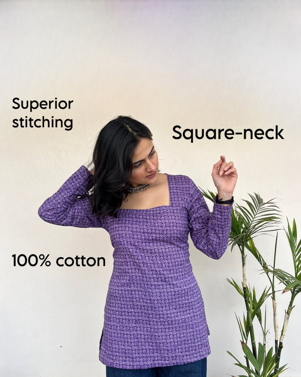 GATI – Dabu Print Square Neck Corset Short Kurti - Roopinee Clothing