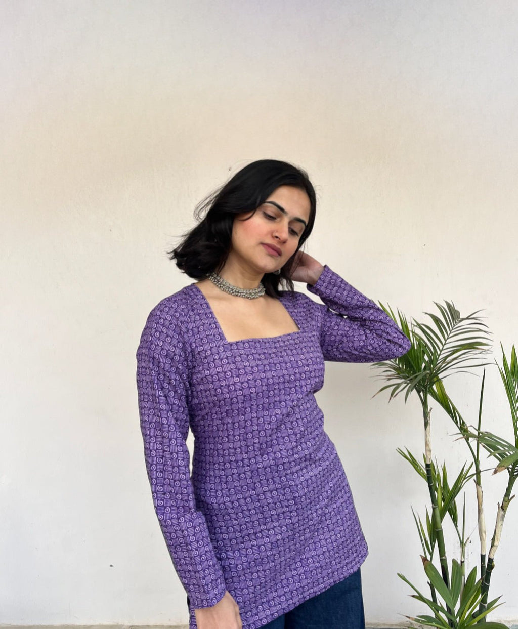 GATI – Dabu Print Square Neck Corset Short Kurti - Roopinee Clothing