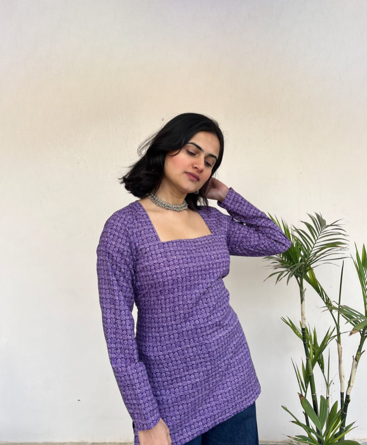GATI – Dabu Print Square Neck Corset Short Kurti - Roopinee Clothing