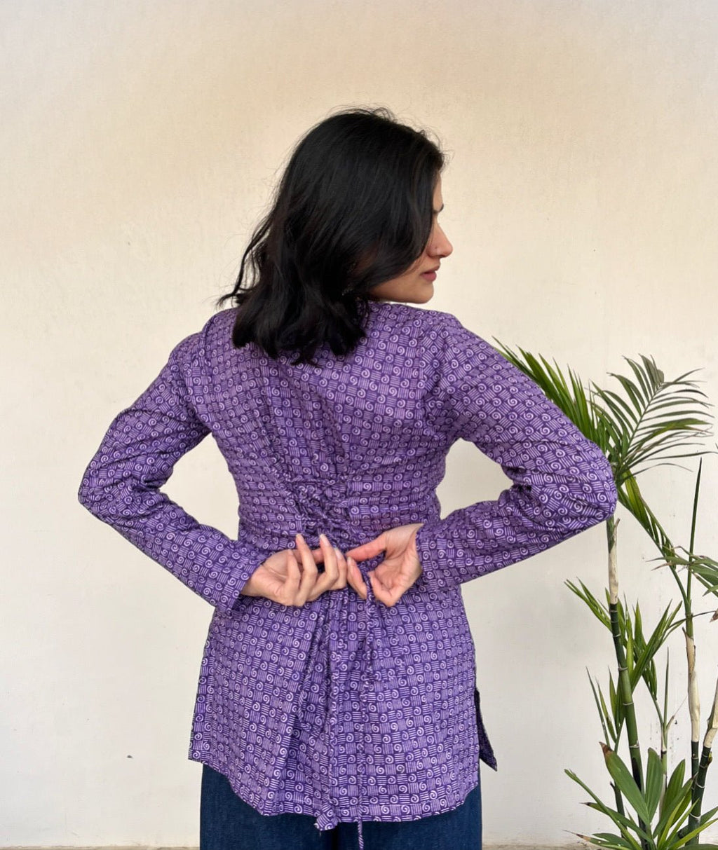 GATI – Dabu Print Square Neck Corset Short Kurti - Roopinee Clothing