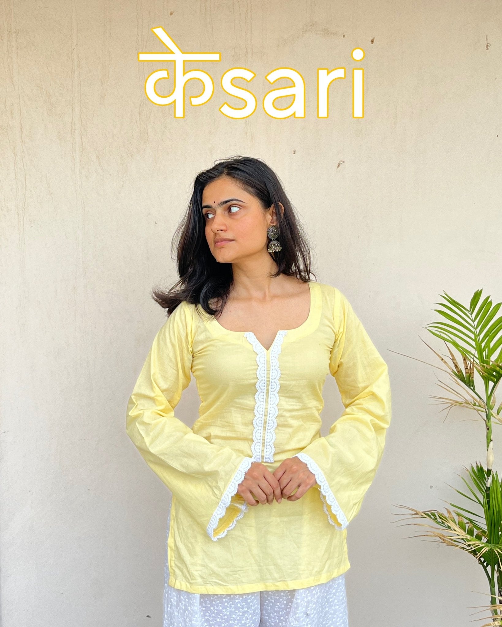Kesari-Butter Yellow Short Kurti - Roopinee Clothing