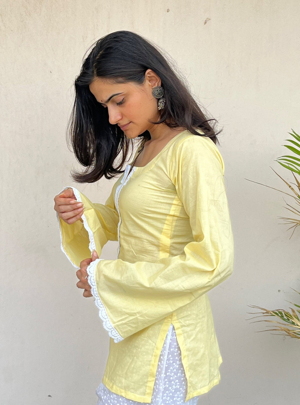 Kesari-Butter Yellow Short Kurti - Roopinee Clothing