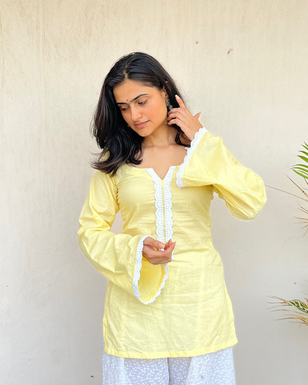 Kesari-Butter Yellow Short Kurti - Roopinee Clothing