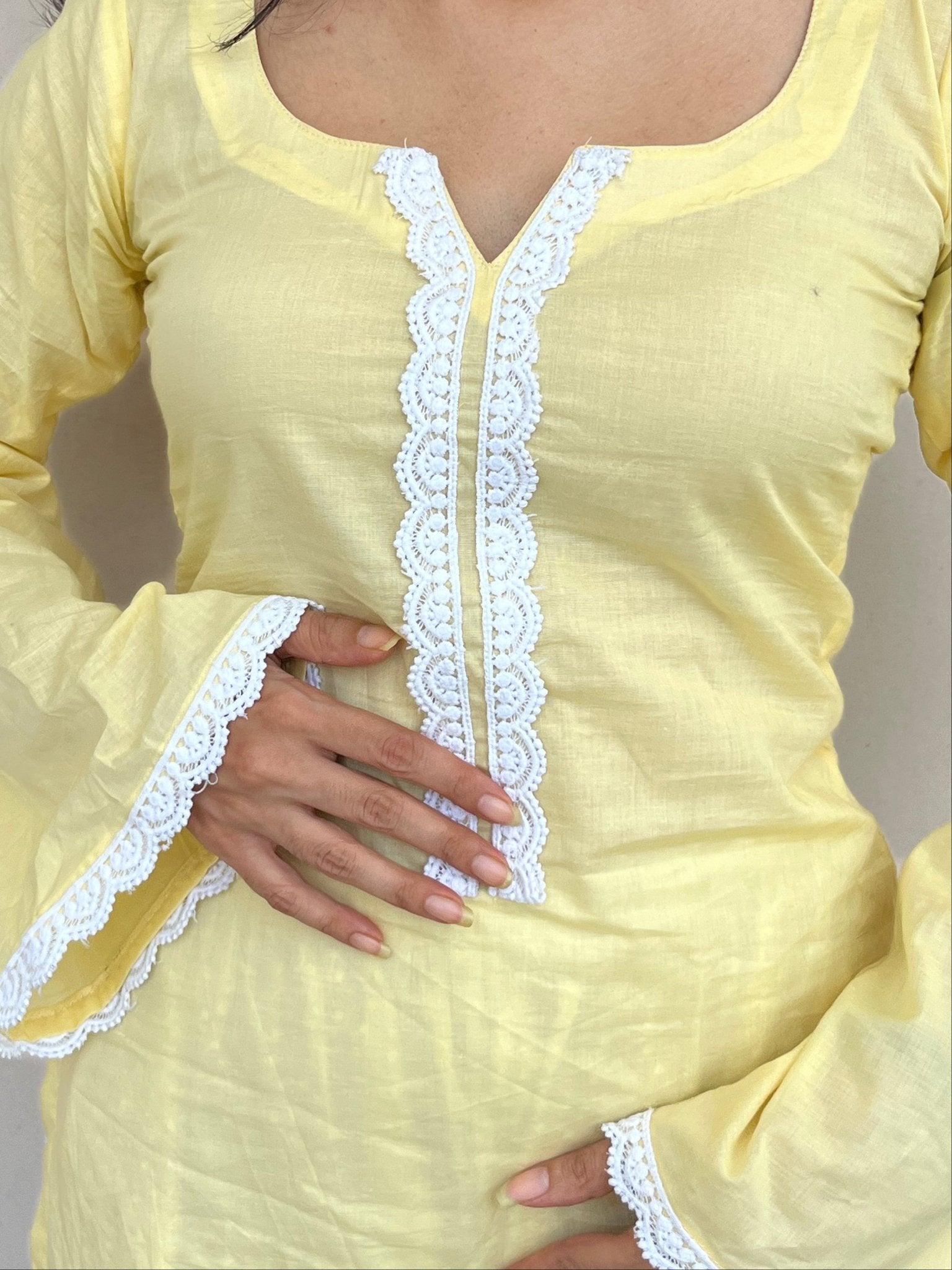 Kesari-Butter Yellow Short Kurti - Roopinee Clothing