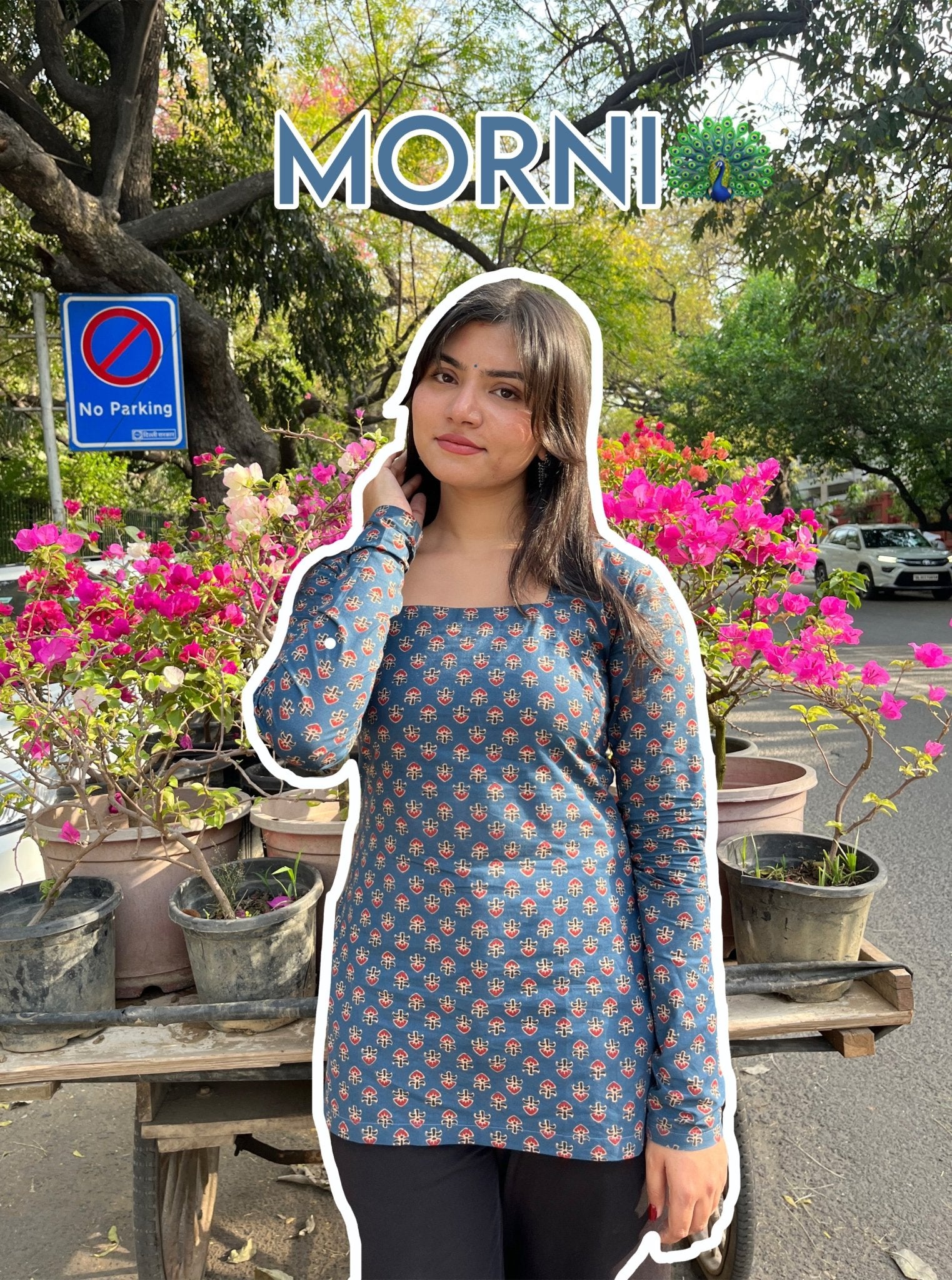 MORNI-Backless Full Sleeves Short Kurti - Roopinee Clothing