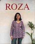 ROZA – Azrakh Print Corset Short Kurti - Roopinee Clothing