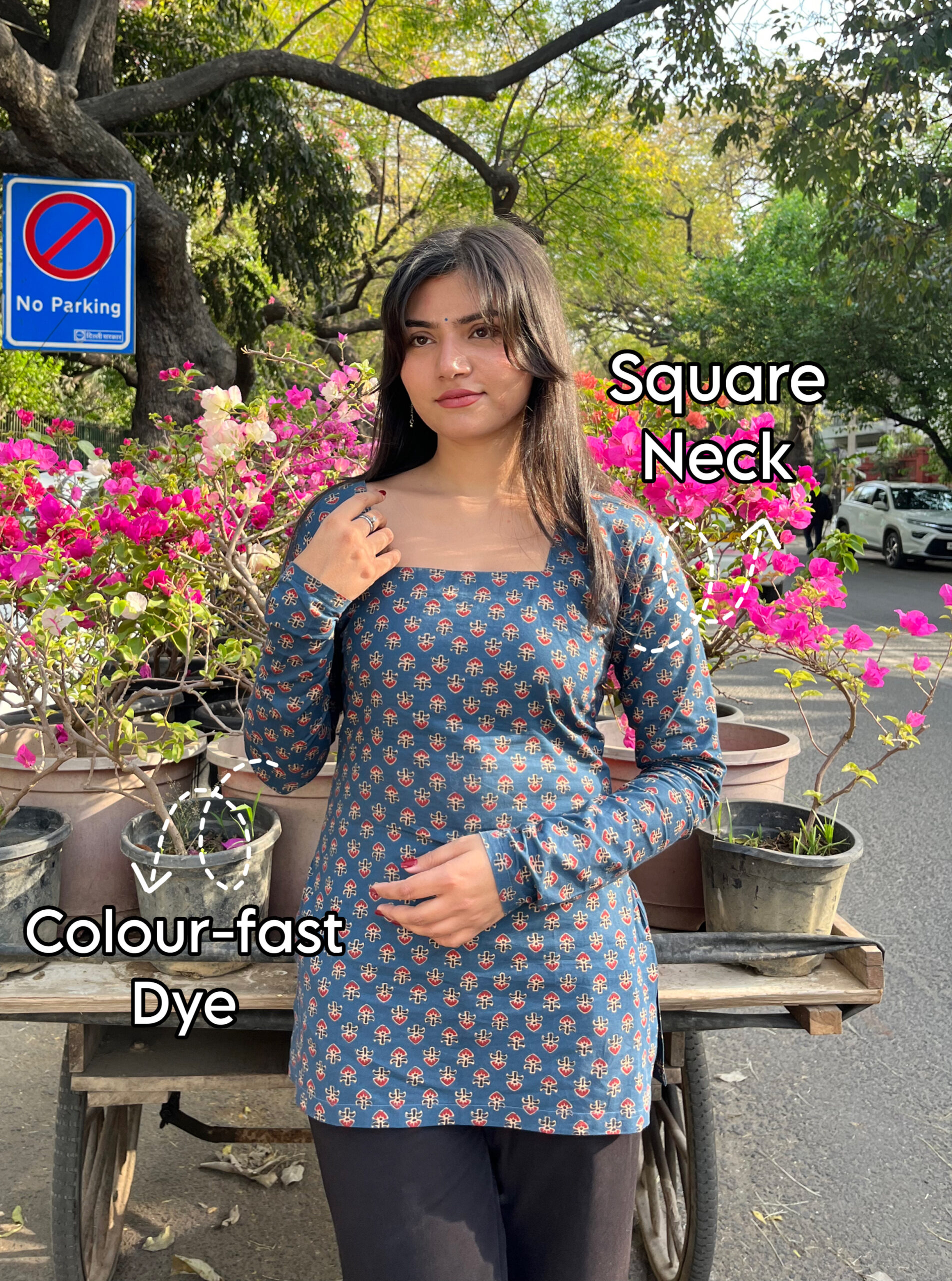 morni buti print square neck backless short kurti morni buti print square neck backless short kurti